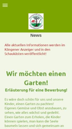 Vorschau der mobilen Webseite www.gartenfreunde-koengen.de, Verein der Gartenfreunde Köngen e.V.