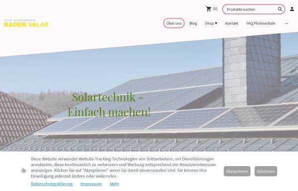Vorschau von www.rader-solar.de, Rader Solar