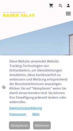 Vorschau der mobilen Webseite www.rader-solar.de, Rader Solar