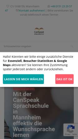 Vorschau der mobilen Webseite canspeak.de, CanSpeak Sprachinstitut