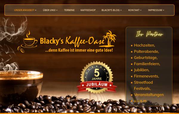 Vorschau von blackys-kaffee-oase.de, Blacky's Kaffee Oase