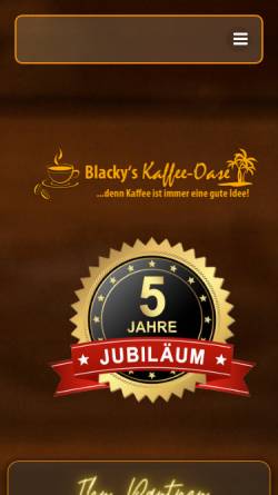 Vorschau der mobilen Webseite blackys-kaffee-oase.de, Blacky's Kaffee Oase