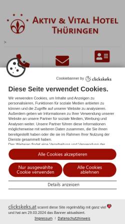 Vorschau der mobilen Webseite aktivhotel-thueringen.de, Aktiv & Vital Hotel Thüringen
