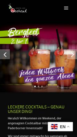 Vorschau der mobilen Webseite weekendcocktails.de, Weekend Cocktailbar