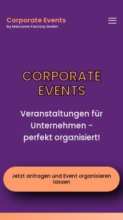 Vorschau der mobilen Webseite corporate-events.de, Marcoms Factory GmbH