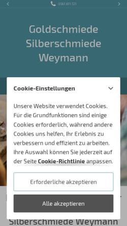 Vorschau der mobilen Webseite www.silber-schmiede.de, Gold- und Silberschmiede Weymann