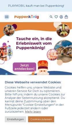 Vorschau der mobilen Webseite www.puppenkoenig.de, Puppenkönig Erlebniswelt