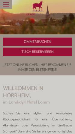 Vorschau der mobilen Webseite www.hotel-lamm-horrheim.de, Hotel Gasthof Lamm