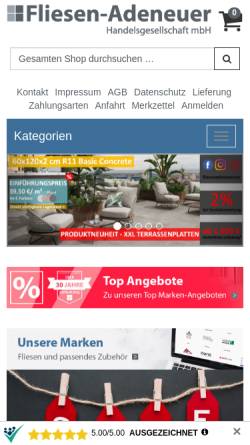 Vorschau der mobilen Webseite www.fliesenadeneuer.de, Fliesen Adeneuer GmbH