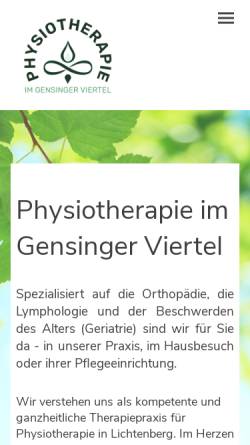 Vorschau der mobilen Webseite www.physio-gensinger.de, Physiotherapie im Gensinger Viertel