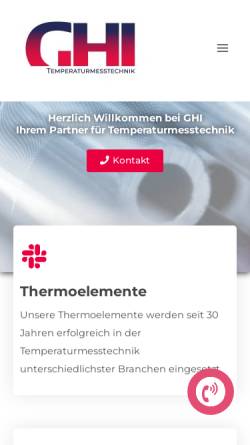Vorschau der mobilen Webseite ghi-gmbh.de, GHI GmbH Temperaturmesstechnik