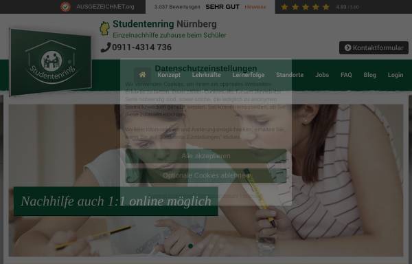 Vorschau von nuernberg.studentenring.de, Studentenring Nürnberg