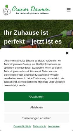 Vorschau der mobilen Webseite xn--grnerdaumenhn-xob.de, Gartenbau Grüner Daumen - Inh. u. Fabian Krull