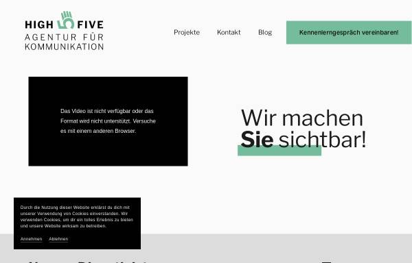 Vorschau von highfive-kommunikation.de, Highfive Agentur
