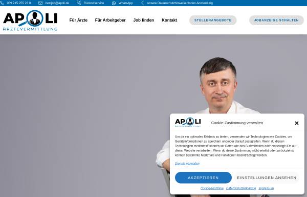 Vorschau von apoli.de, Apoli Ärztevermittlung GmbH