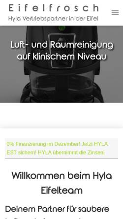 Vorschau der mobilen Webseite eifelfrosch.de, Hyla Vertriebspartner Eifel