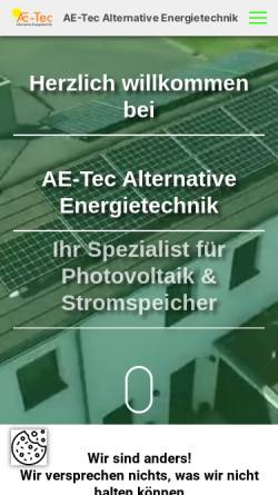 Vorschau der mobilen Webseite ae-tec.solar, AE-Tec