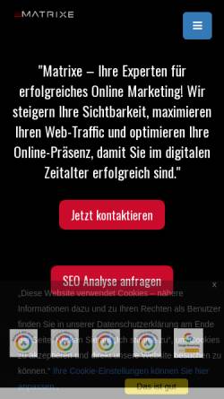 Vorschau der mobilen Webseite www.matrixe.de, Matrixe