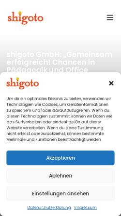 Vorschau der mobilen Webseite shigoto.de, shigoto GmbH