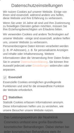 Vorschau der mobilen Webseite noahklinik-cosmetics.de, Noahklinik cosmetics