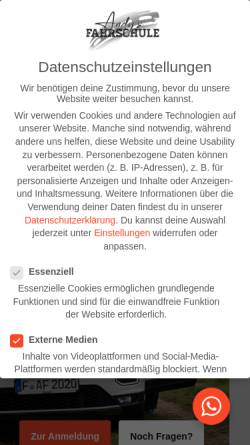 Vorschau der mobilen Webseite andys-fahrschule-ffm.de, Andys Fahrschule GmbH