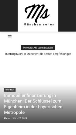 Vorschau der mobilen Webseite www.muenchen-sehen.de, München Sehen - Stadtmagazin