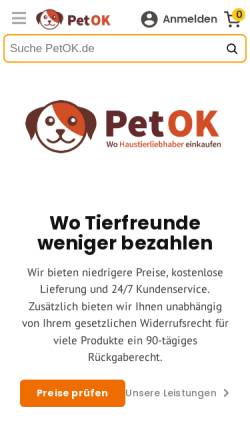 Vorschau der mobilen Webseite www.petok.de, PetOK Group LVC