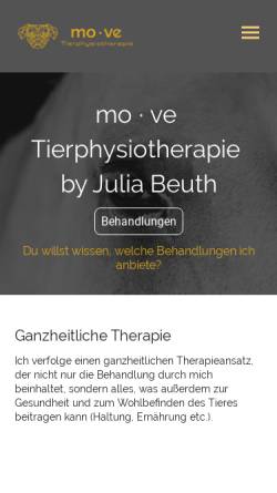 Vorschau der mobilen Webseite www.move-tierphysiotherapie.de, mo · ve Tierphysiotherapie