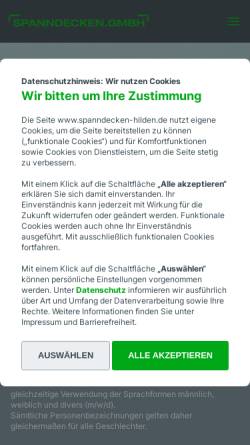Vorschau der mobilen Webseite www.spanndecken-hilden.de, Spanndecken Markowski GmbH
