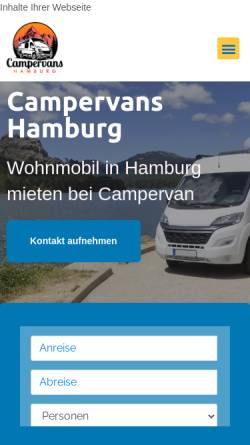 Vorschau der mobilen Webseite www.campervans-hamburg.de, Campervans Hamburg
