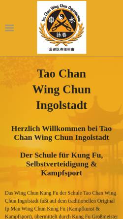Vorschau der mobilen Webseite www.wingchun-ingolstadt.de, Tao Chan Wing Chun Ingolstadt