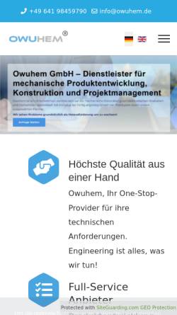 Vorschau der mobilen Webseite www.owuhem.de, Owuhem GmbH