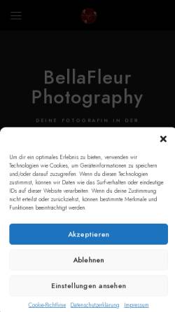 Vorschau der mobilen Webseite www.bellafleur-photography.de, BellaFleur Photography