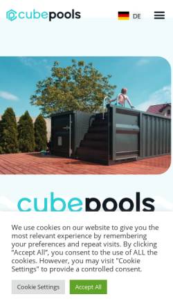 Vorschau der mobilen Webseite poolcontainers.de, Cubepools GmbH