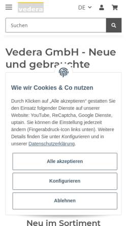 Vorschau der mobilen Webseite vedera.de, VEDERA GmbH