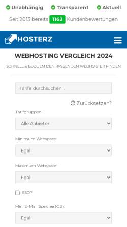 Vorschau der mobilen Webseite www.hosterz.de, HOSTERZ