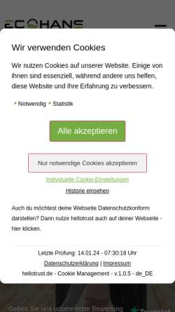 Vorschau der mobilen Webseite ecoexperten.de, ECO Hans Fördermittelexperten GmbH