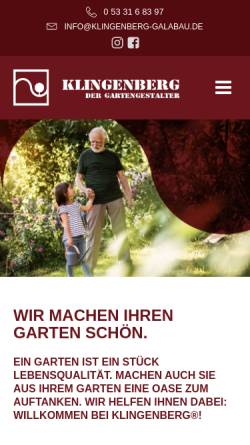 Vorschau der mobilen Webseite klingenberg-galabau.de, Garten- und Landschaftsbau Klingenberg® GmbH