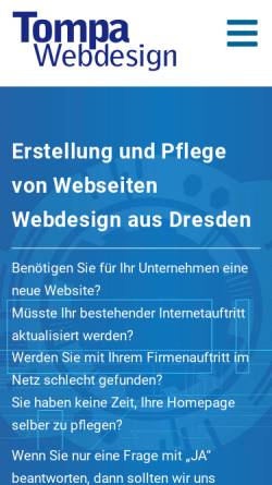 Vorschau der mobilen Webseite www.tompa-webdesign.de, Tompa Webdesign