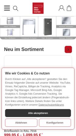 Vorschau der mobilen Webseite dein-briefkasten.de, Dein-Briefkasten - RT Trade & Consulting GmbH
