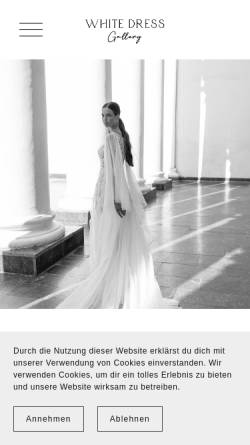 Vorschau der mobilen Webseite www.whitedressgallery.com, White Dress Gallery - Irina Ruder