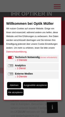 Vorschau der mobilen Webseite www.optik-mueller.de, Optik Müller