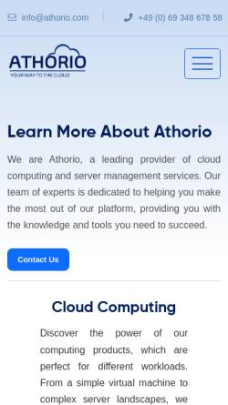 Vorschau der mobilen Webseite athorio.com, Athorio Cloud