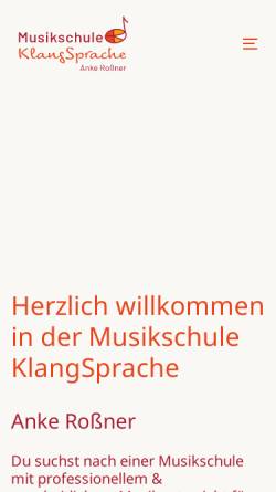 Vorschau der mobilen Webseite musikschule-ankerossner.de, Musikschule KlangSprache Anke Roßner