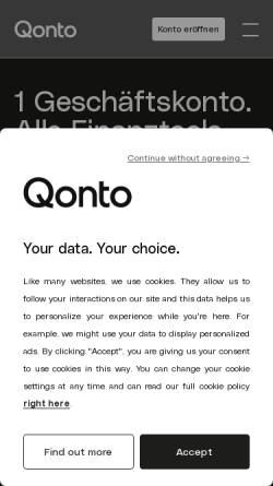 Vorschau der mobilen Webseite qonto.com, Qonto