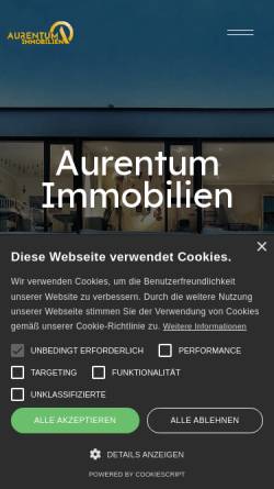 Vorschau der mobilen Webseite www.aurentum-immobilien.de, Aurentum GmbH