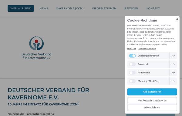 Vorschau von www.kavernome.de, Deutscher Verband für Kavernome e.V.
