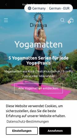 Vorschau der mobilen Webseite divasya-yoga.de, Divasya-Yoga / LVI Life & Vision GmbH