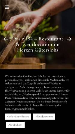 Vorschau der mobilen Webseite elf84.de, Restaurant elf84