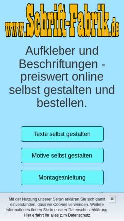 Vorschau der mobilen Webseite www.schrift-fabrik.de, Schrift-Fabrik